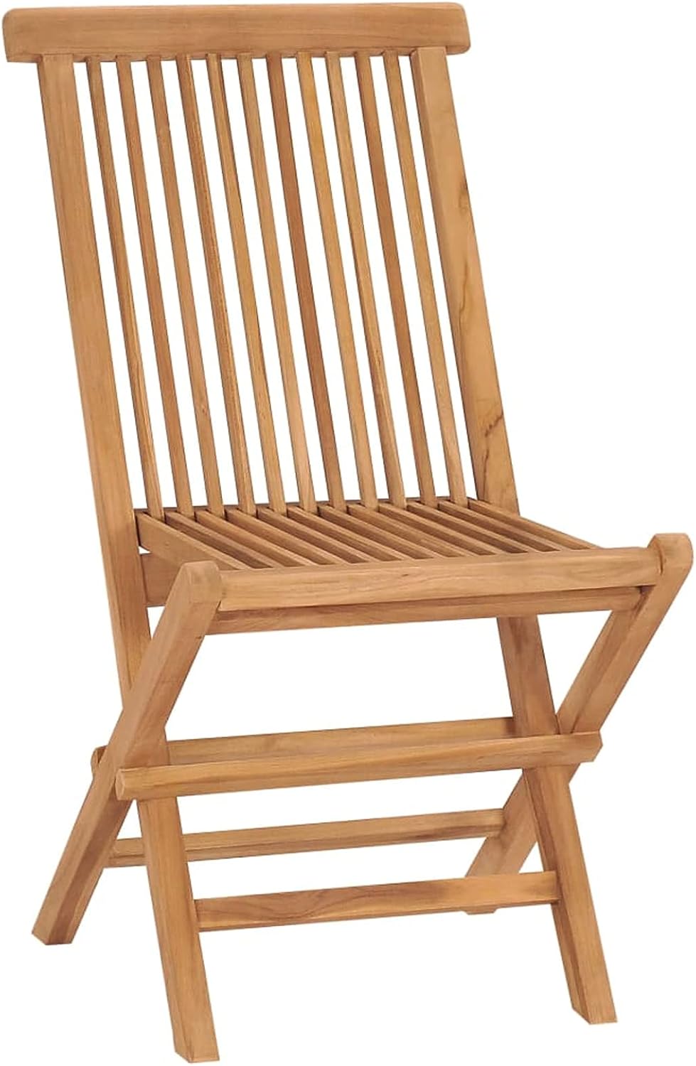 Tidyard Set of 3 for Dining Room, Bistro, Garden, Collapsible Teak Wood, Wooden Table and Garden Chairs, Square Table and 2 Folding Outdoor Chairs, Wooden - QUORE
