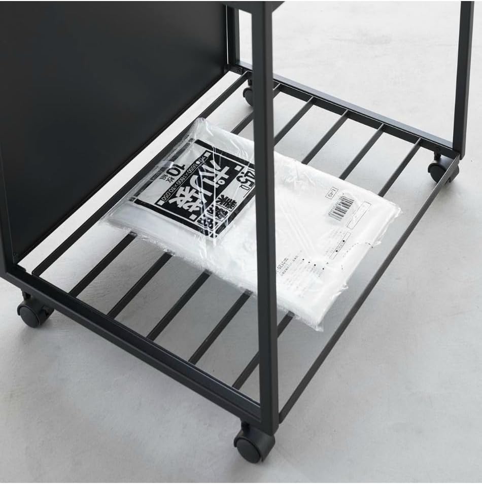 Yamazaki 1820 TOWER 2~Compartment Trash Can with Casters, white, Steel/Polypropylene/Nylon, 52 x 44 x 60 cm