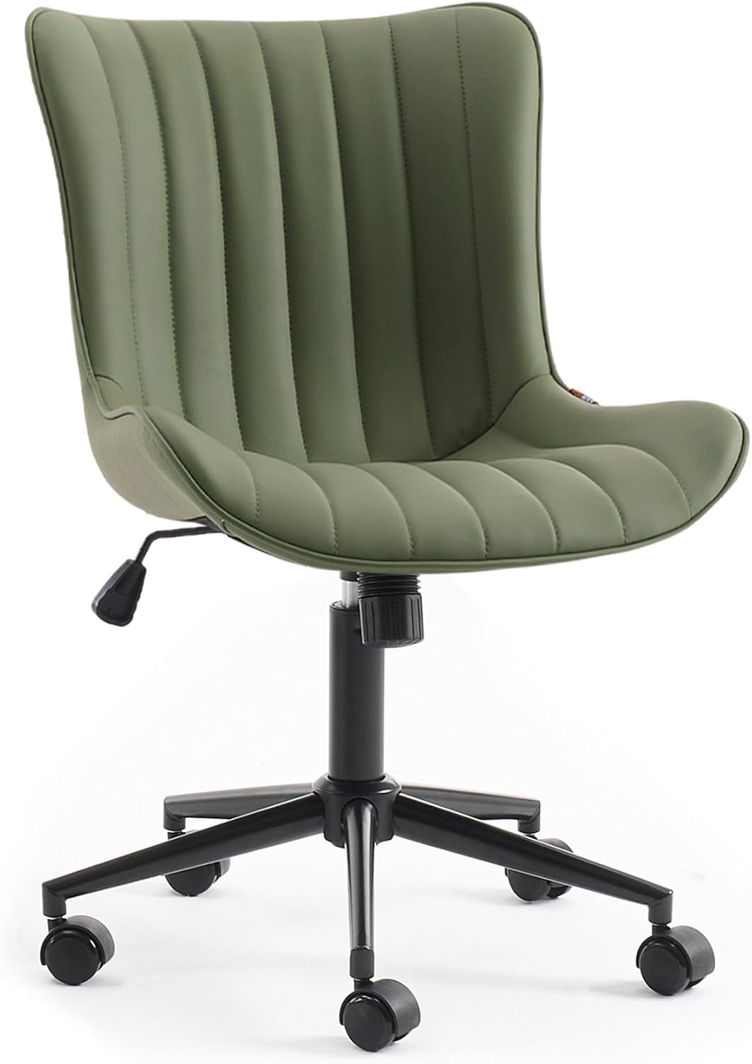 YOUTASTE Bureaustoel, ergonomisch, in hoogte verstelbaar, stoel met PU-leer en wielen, draaistoel, kantelfunctie, computerstoel, 136 kg belastbaar, olijfgroen