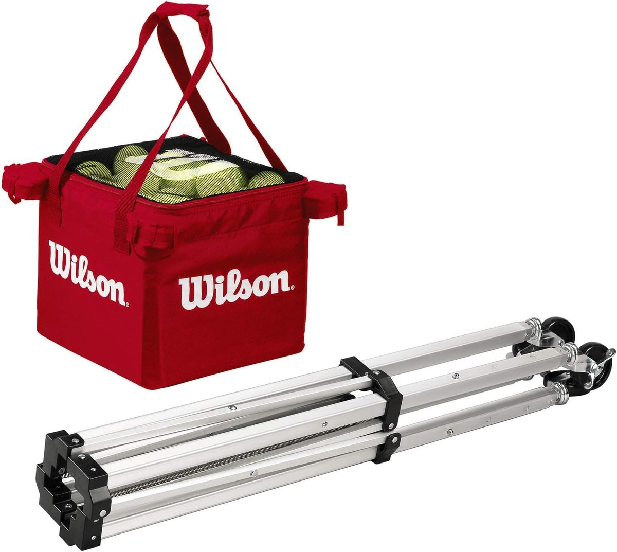 Wilson WRZ541000 Ballwagen, tennis Teaching Cart, voor maximaal 150 ballen, rood
