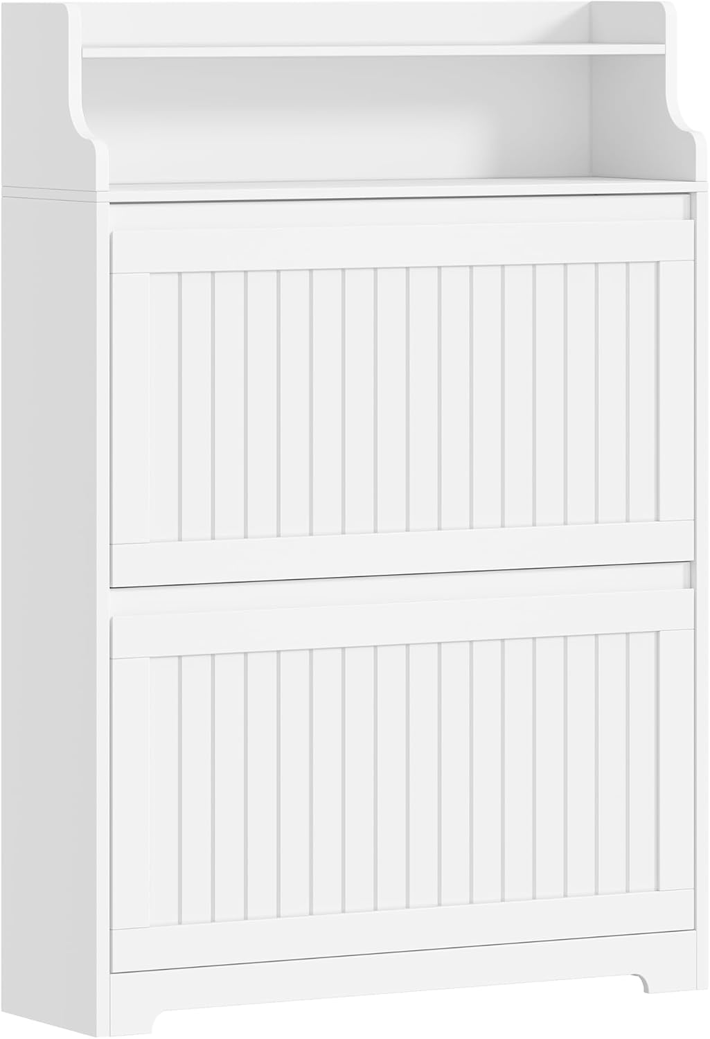 Hzuaneri Shoe Cabinet, SR66103X Shoe Rack, Narrow Shoe Rack, Adjustable Shoe Storage for Entrance Hallway, Living Room, 16 Pairs, 2 Flaps (80B cm), White