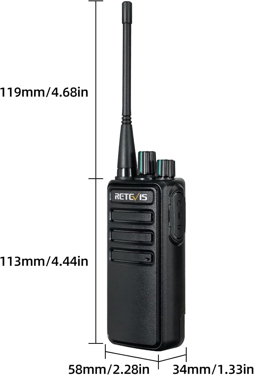 Retevis RB629 Portofoon, PMR446 Heavy Duty Walkie Talkie met Draadloze Kloonfunctie, VOX, Noodalarm, Lange Afstand Walkie Talkies met Luidsprekermicrofoon voor Bouwplaats (4 Stuks, Zwart)