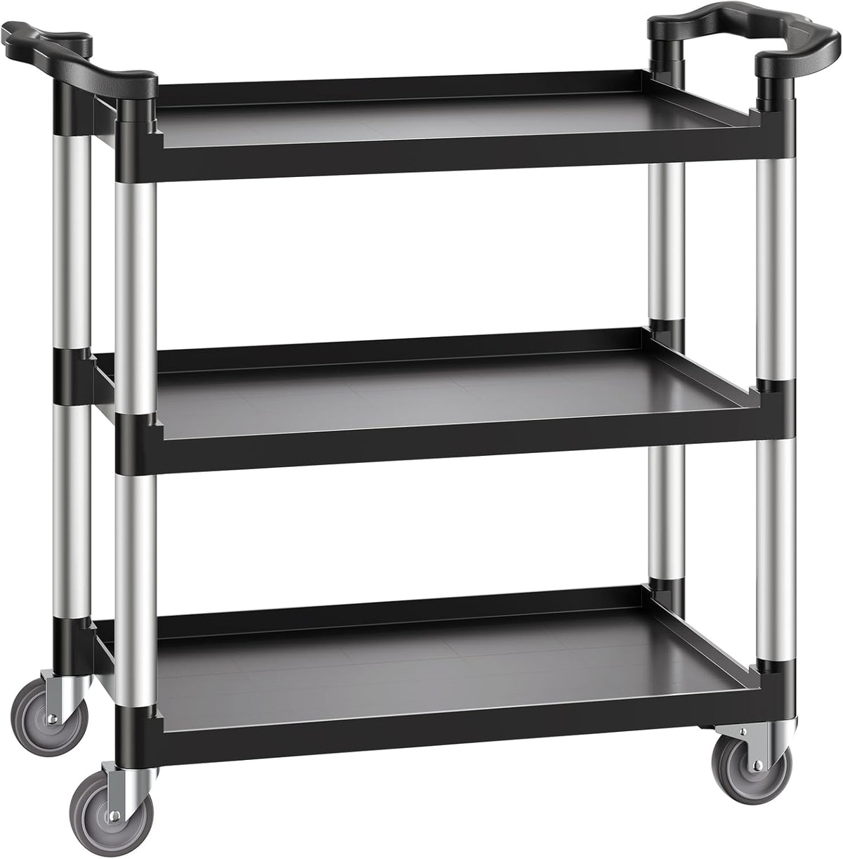 Rolkar 3-Laags – Servicewagen – Serveerwagen – Keukenkar – Transportkar – Kunststof Met Aluminium Frame – 360° Draaibare Wielen Met 2 Remmen