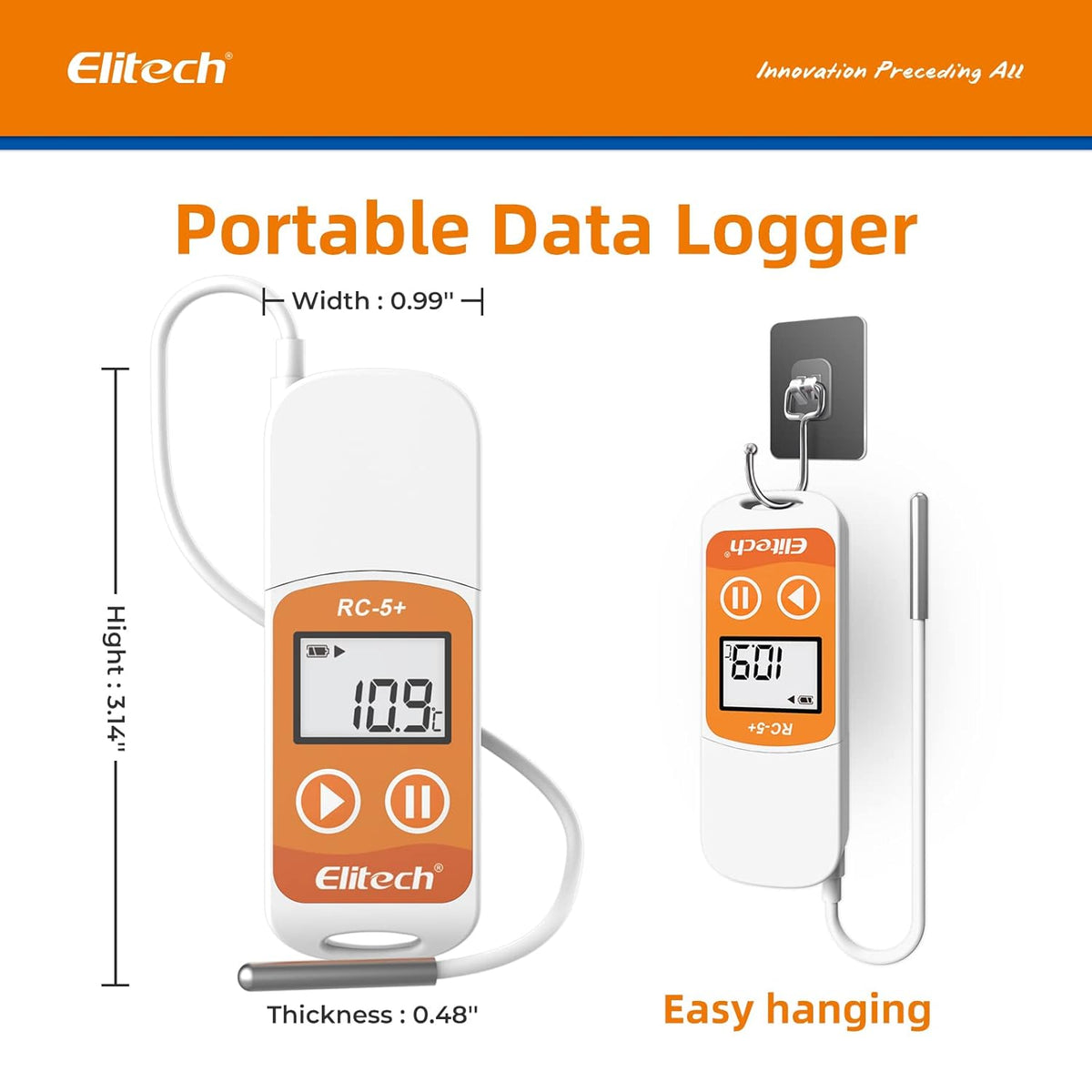 Elitech RC-5+ TE PDF USB temperatuur-datalogger herbruikbare recorder 32000 punten hoge nauwkeurigheid 10 stuks