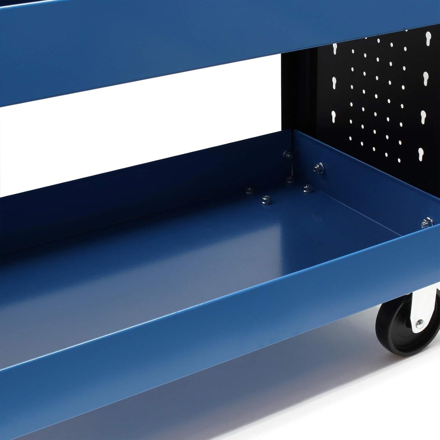 Wiltec werkplaatswagen met 3 laadruimtes, werkplaatstrolley tot 150 kg met handgreep en kunststof wielen, magazijnwagen 83x38x90 cm met opslagruimte en open zijkanten