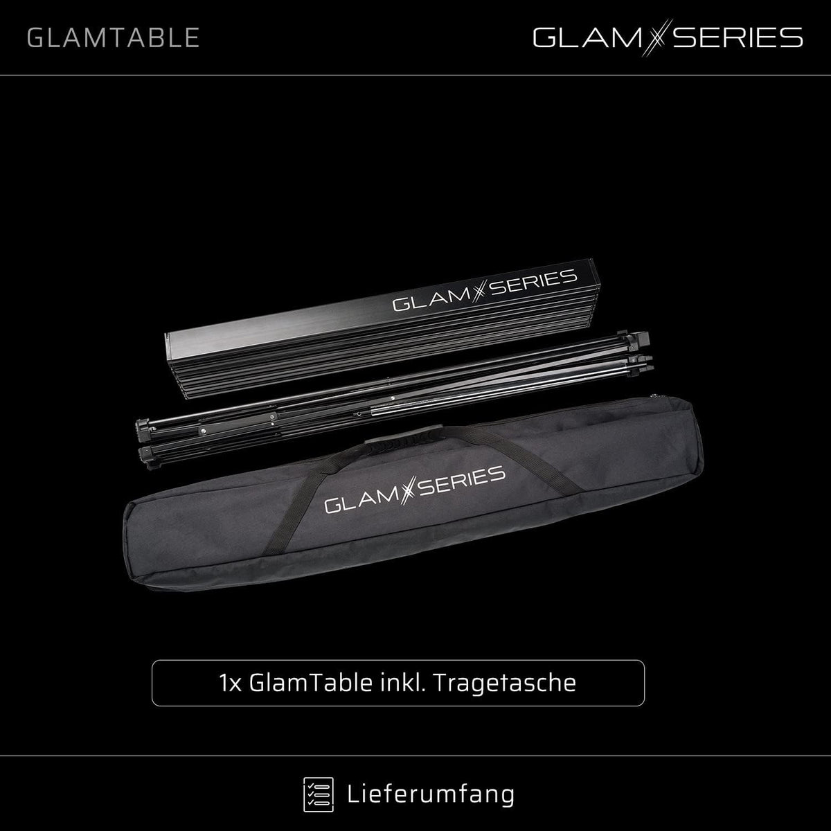 GlamTable make-up tafel inklapbaar, kaptafel tot 20 kg, opmaaktafel met transporttas, cosmetica-tafel voor visagisten, kappers, tatoeëerders