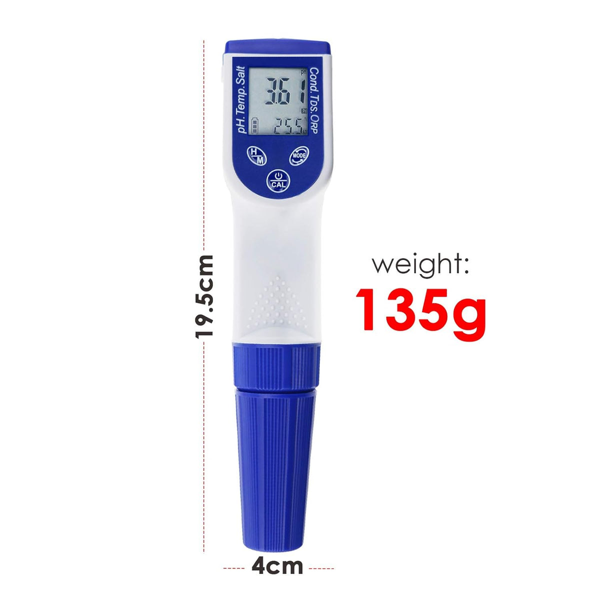 6-in-1 pH-Meter voor Waterkwaliteit; Multiparameters (pH-ORP TDS Saliniteit Geleidbaarheid CE Temperatuurmeter) Waterdichte Digitale Pen met Verwisselbare ORP-Sonde