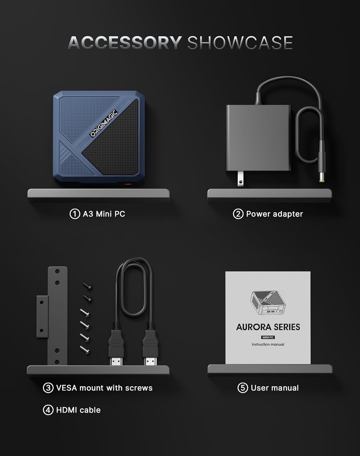 Mini PC A3 with Ryzen 7 8745HS (up to 4.9GHz), 32GB DDR5 (64GB MAX), 1TB SSD, Quad Screen Display, WiFi 6E, BT5.2/2.5G LAN. Ethernet Gaming/Design/Office/Environment. - QUORE