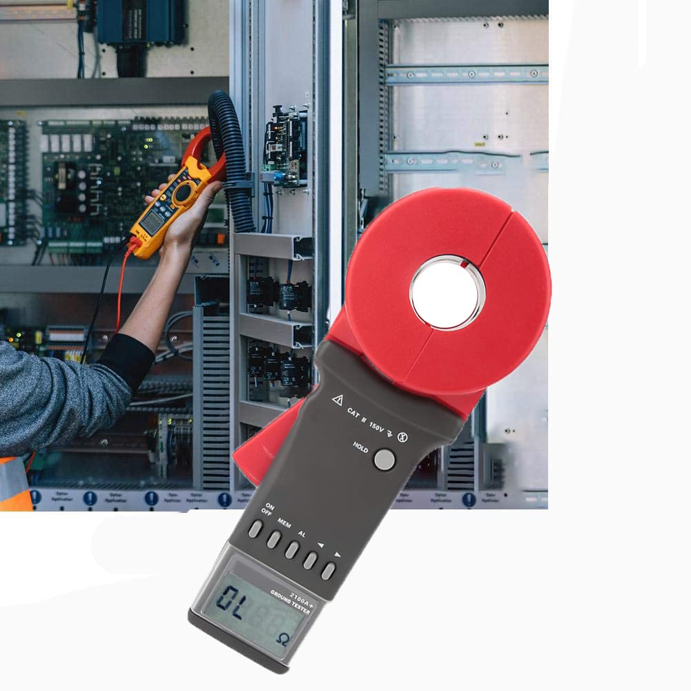Digitale Aardingsweerstandsmeter – Lusweerstandsmeter – Klemweerstandsmeter – Grondaardetester – Weerstandstester met Ronde Klemmond – LCD-Display – Meetbereik 0,01-200 Ω