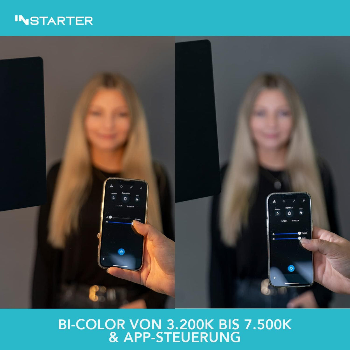 LED Videolamp Met Statief & App Bediening – Videolamp – Studiolamp – Vloglamp – Cameralicht – 50W – Bi-Colour 3200-7500K