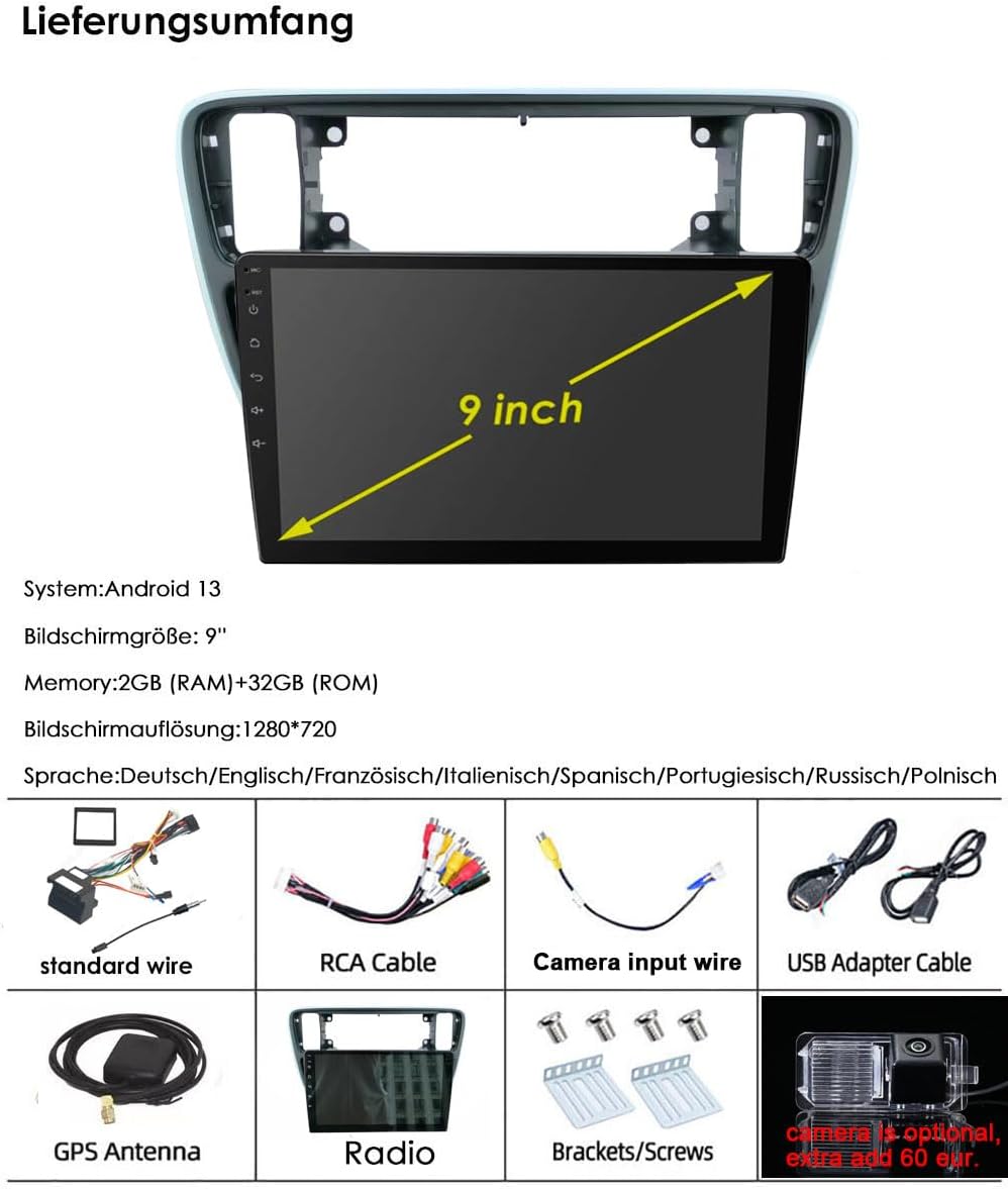 Autoradio – Navigatiesysteem – Multimedia Speler – Inbouwradio – Auto Dashboard Unit – 9 Inch HD Touchscreen – Draadloze Carplay & Android Auto – Achteruitrijcamera Met Nachtzicht