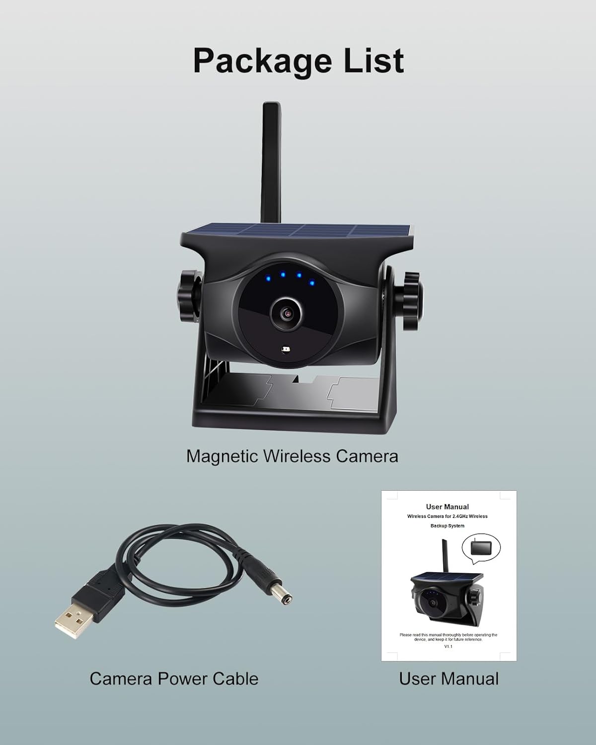 Draadloze Zonne Achteruitrijcamera Add-On, 1080P HD Nachtzicht, AI-Detectie, Magnetische Montage, 2,4 GHz Compatibel (Alleen Camera)