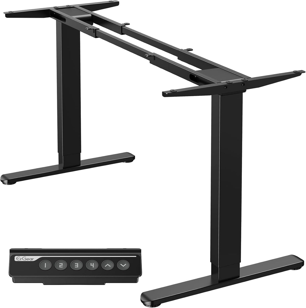 ErGear Desk, Height-adjustable Electric Stand, Dual Motor, Folding Desk with 4 Memory Controllers for Home Office, Maximum Load 120 kg (Black) - QUORE