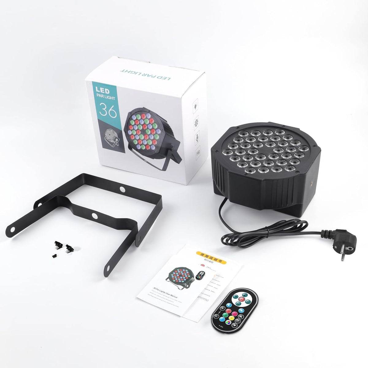 HOLDLAMP 4 Pcs LED Par with Bag, Stage Lighting RGB 36 LED Stage Lights Support Remote Control and DMX-7CH Control with Dual Holder for DJ, Party, Wedding, Concert, Club, Bar - QUORE