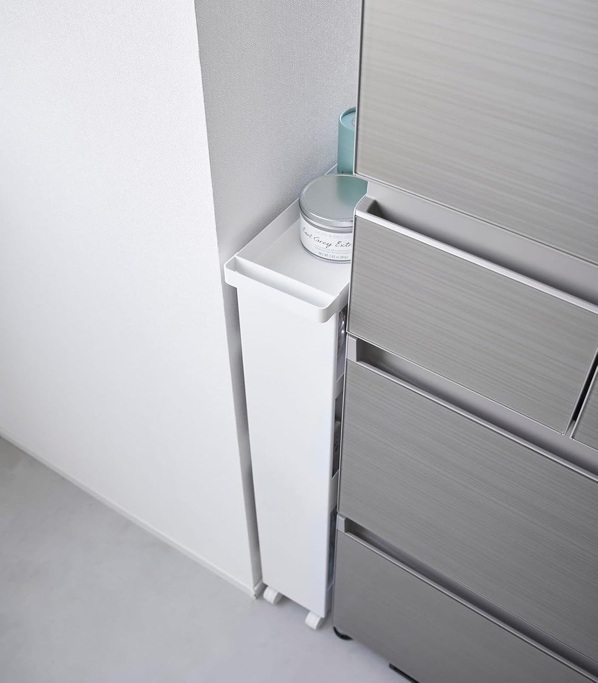 Yamazaki 1806 TOWER Slim 4~Tiered Storage Cart, white, Steel/Nylon, 13 x 48 x 80.5 cm
