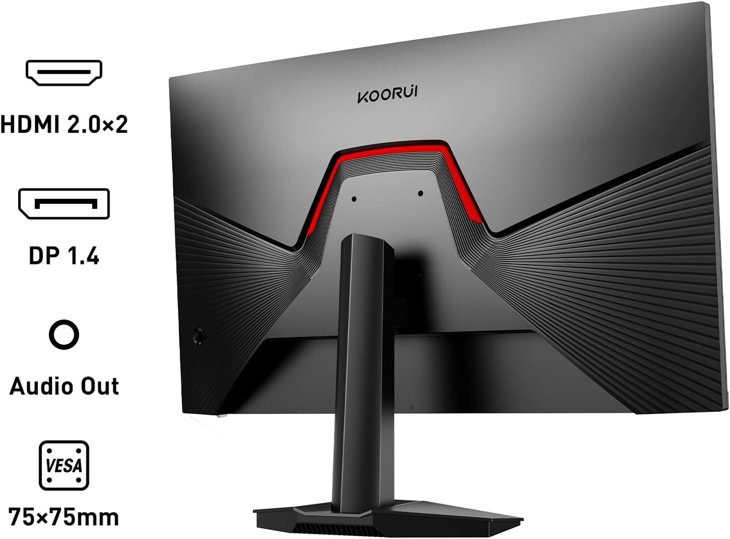 KOORUI 27-Zoll-Gaming Monitor, QHD 2560 x 1440p, 200 Hz, 1 ms schnelles IPS Display, HDR400, FreeSync Premium, Schwarz - QUORE