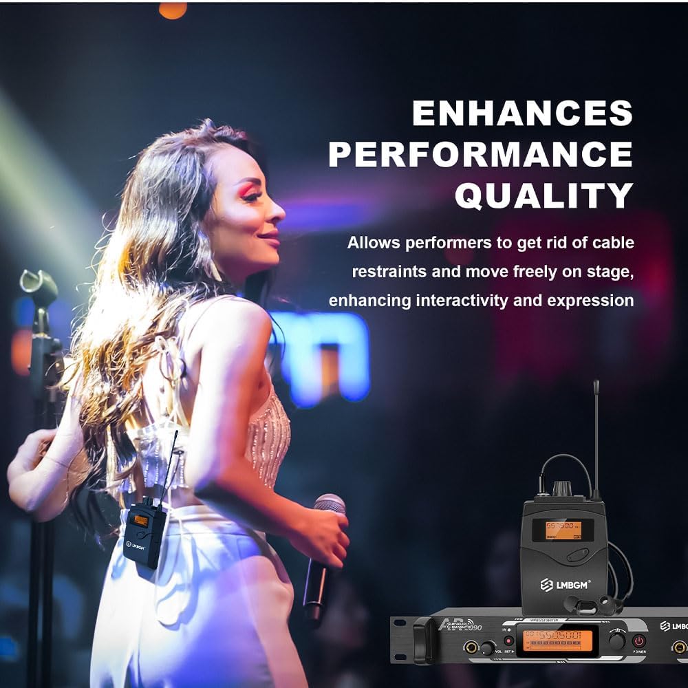 Draadloos Mono In-Ear Monitorsysteem – UHF In-Ear Monitor – In-Ear Monitorset – Draadloze Monitorset – Bodypack Ontvanger – 2 Kanalen, 2 Bodypacks – Ultralage Latentie <5 ms – Bereik Tot 165 Meter