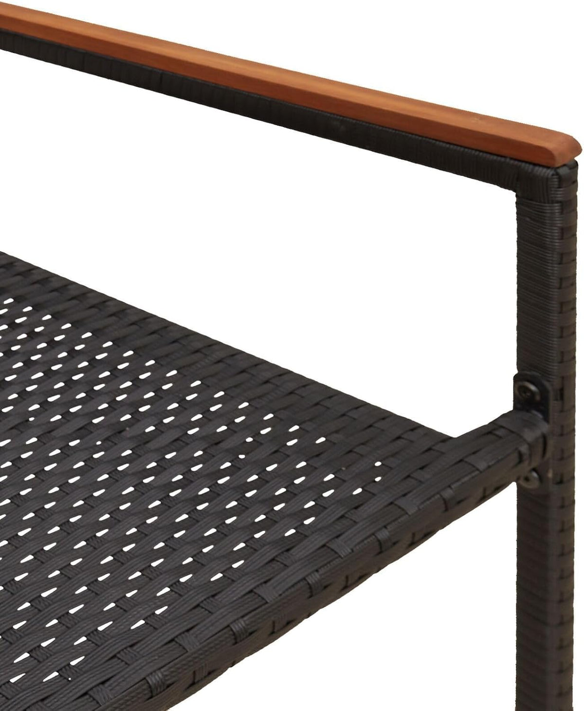 Stackable Garden Chairs Set of 2 Rattan, Polyester, Black for Patio, Balcony, Outdoor Furniture, Comfortable and Durable, Space-Saving Design - QUORE