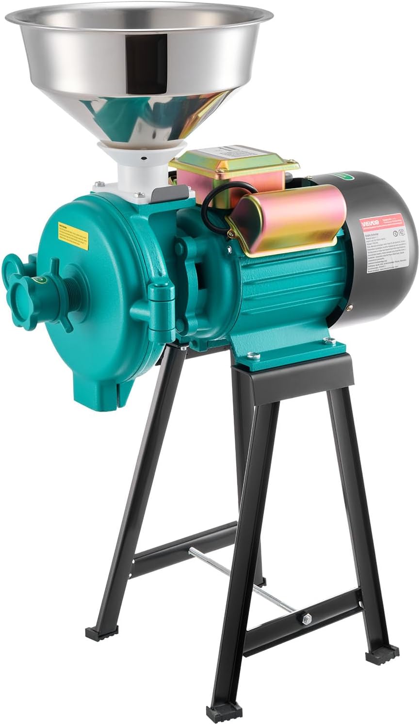 VEVOR Elektrische graanmolen, 50 kg/u, graanmolen, 2200 W, gietijzer, kruidenmolen met antislip rubberen voetjes, voor droge granen, specerijen, muesli, koffie, maïs, peper, hoge snelheid