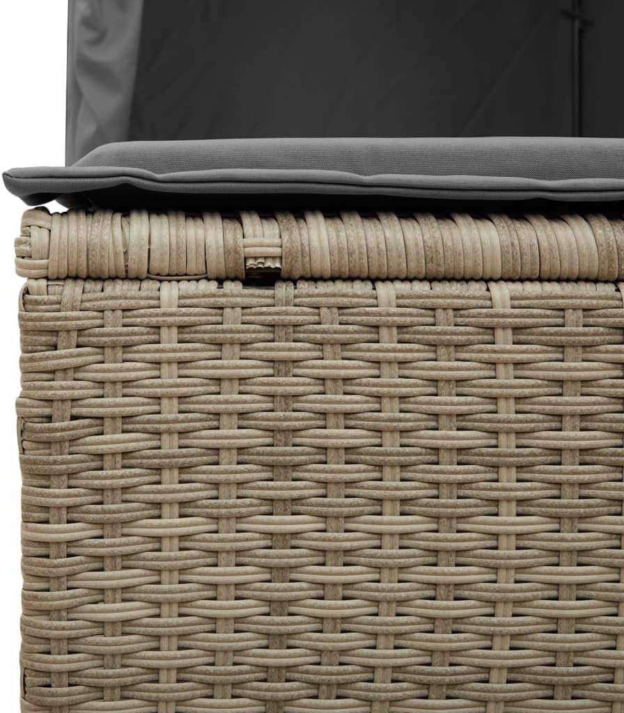 Outdoor Double Lounger with Adjustable Roof and Washable Cushion Made of Weatherproof Synthetic Rattan for Garden, Patio, Courtyard - QUORE