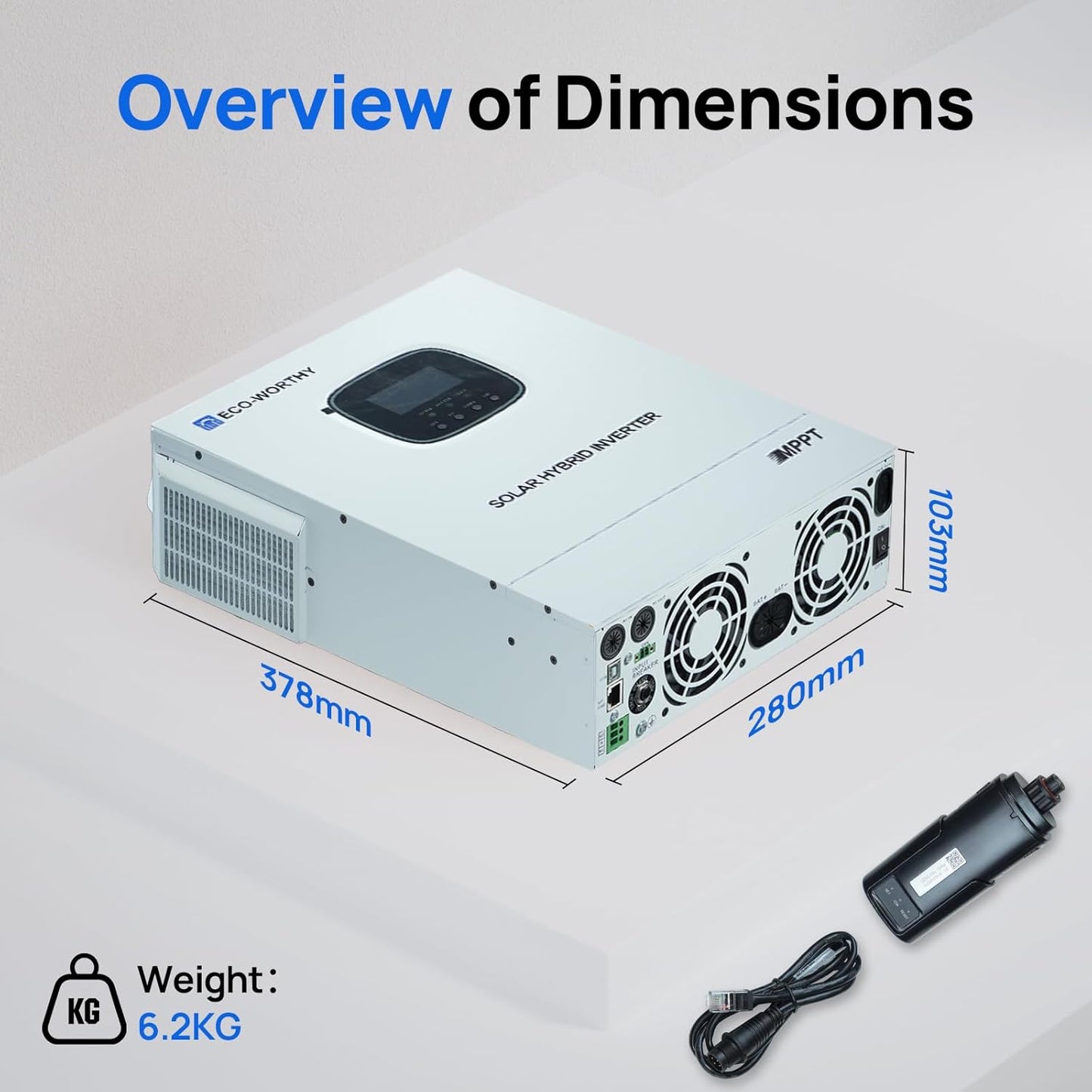 ECO-WORTHY 48 V 3000 W hybrid inverter for independent from the grid - QUORE
