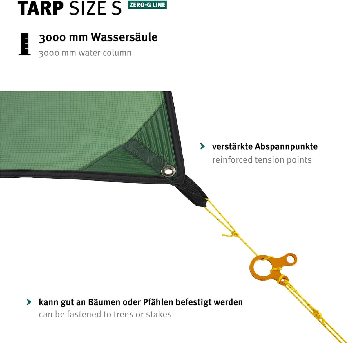 Wechsel Tents Tarp S - Waterdichte Luifel 4 x 2,9 m - Bescherming Tegen Weersinvloeden en UV - Groen (Zero-G-Line)
