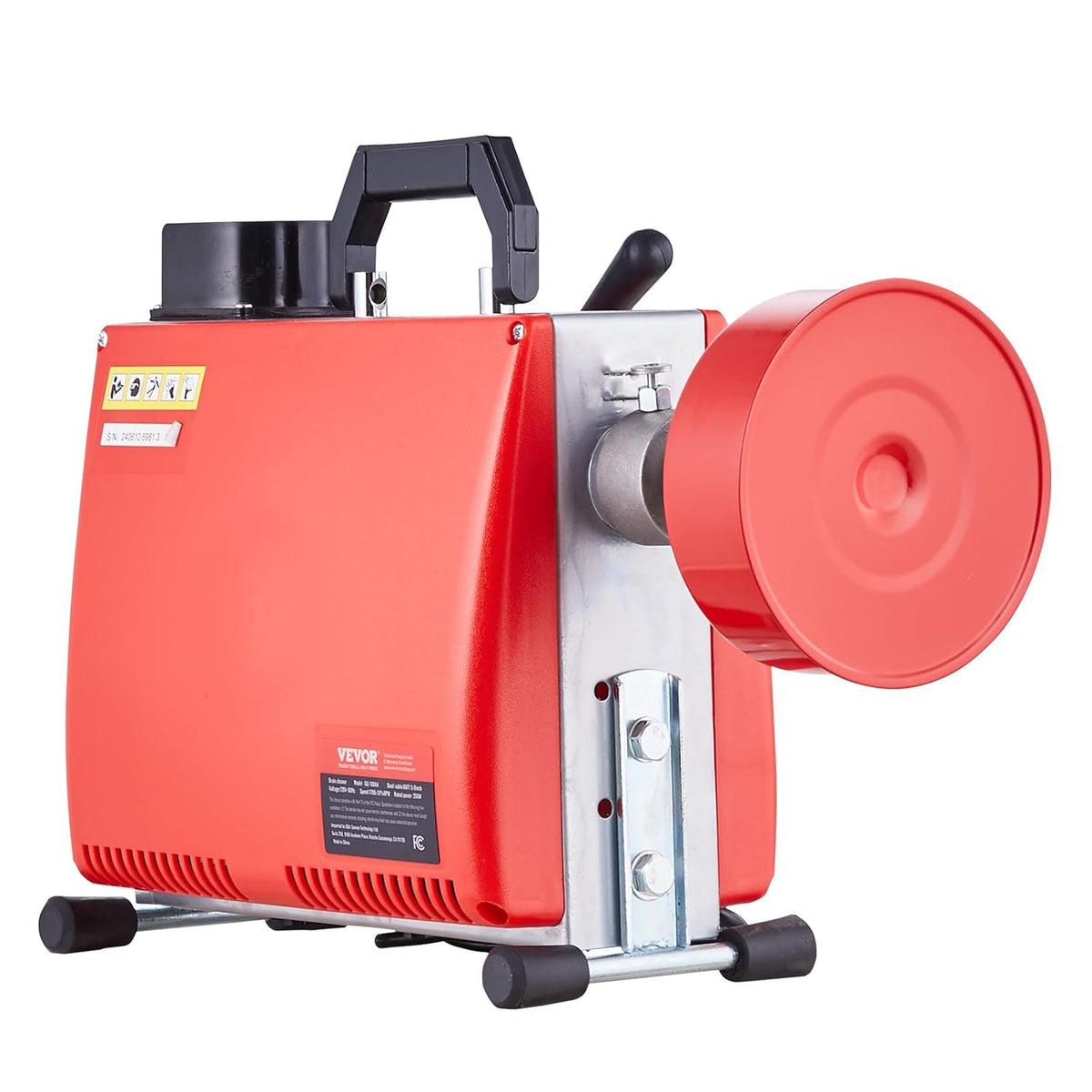 VEVOR Electric Pipe Cleaning Machine, 20 m x 16 mm, Pipe Cleaner, 250 W, Manual Power Supply, 2 Steel Cables, 20 m x 16 mm/4.6 m x 9.5 mm, CCW Control for 4-10 cm Pipes