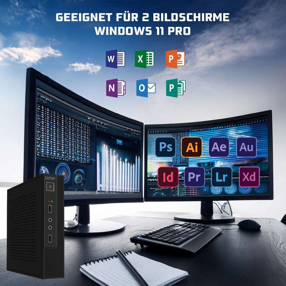 Intel Office PC Compleet met toetsenbord en muis, Intel i7, 32 GB RAM, 1000 GB SSD, DVD-brander, kaartlezer, WiFi 600 en Bluetooth 5, USB3, Windows 11 Pro