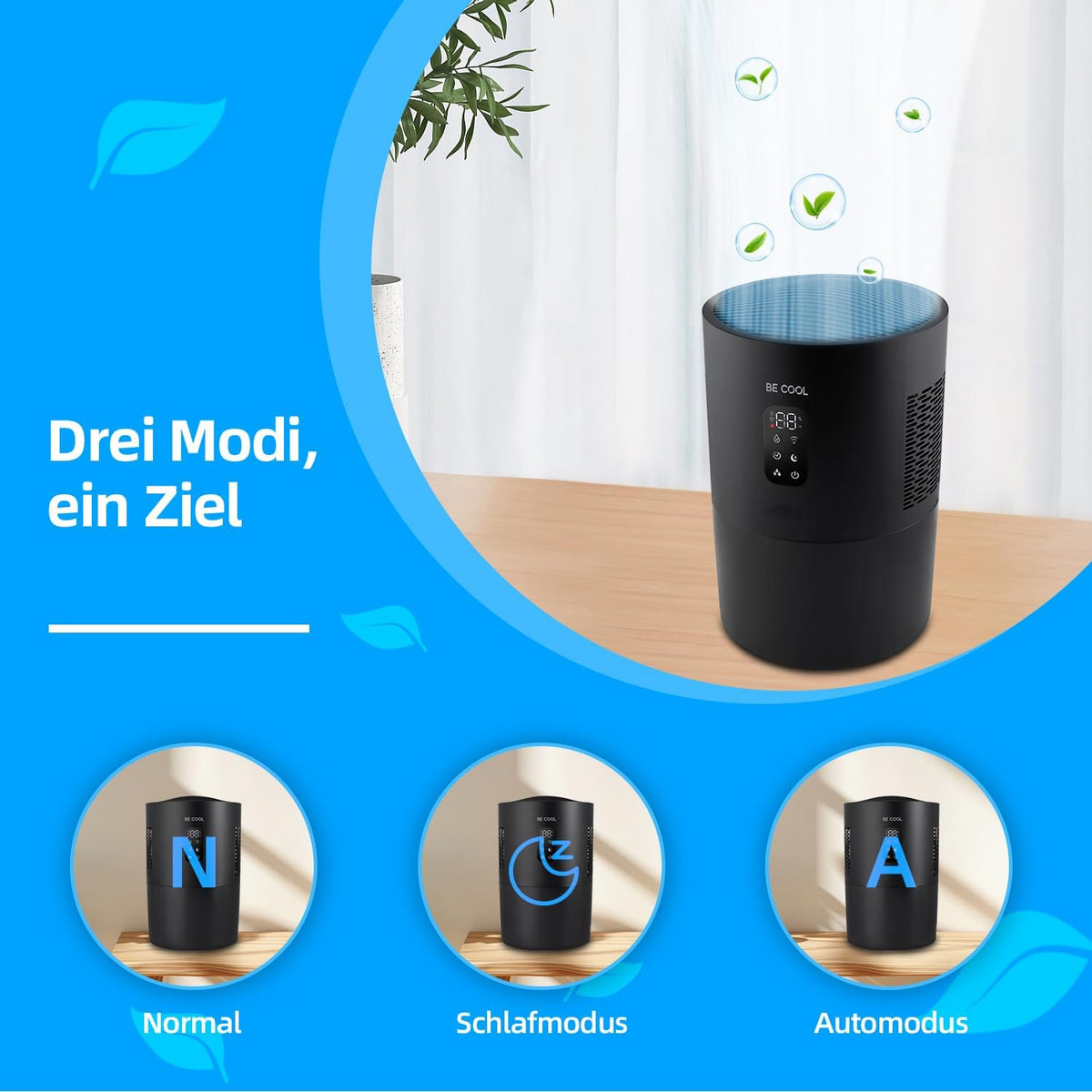 2-in-1 Luchtreiniger En Luchtbevochtiger – Luchtzuiveraar, Luchtwasser, Airwasher, Verdampingsbevochtiger – UV-Sterilisatie En 3 Luchtvochtigheidsniveaus
