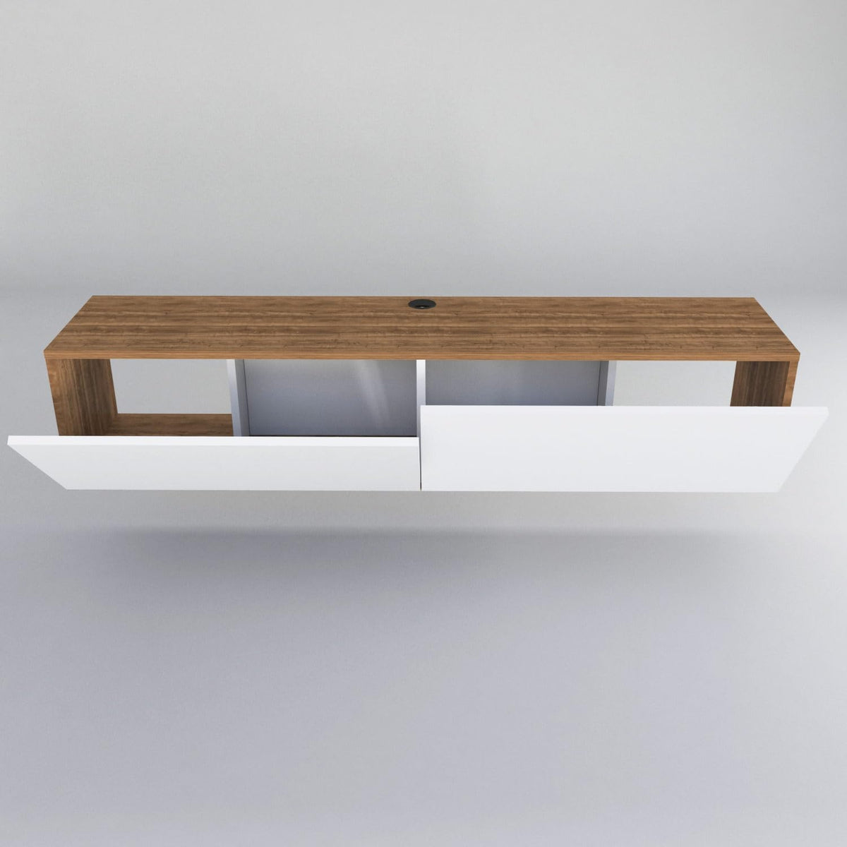 Hanah Home Scandinavian TV-standaard, White & Walnut, 159,7 cm | 100% Melamine Coated Particle Board, 18 mm dik | Stijlvol & Functioneel voor moderne woonkamers