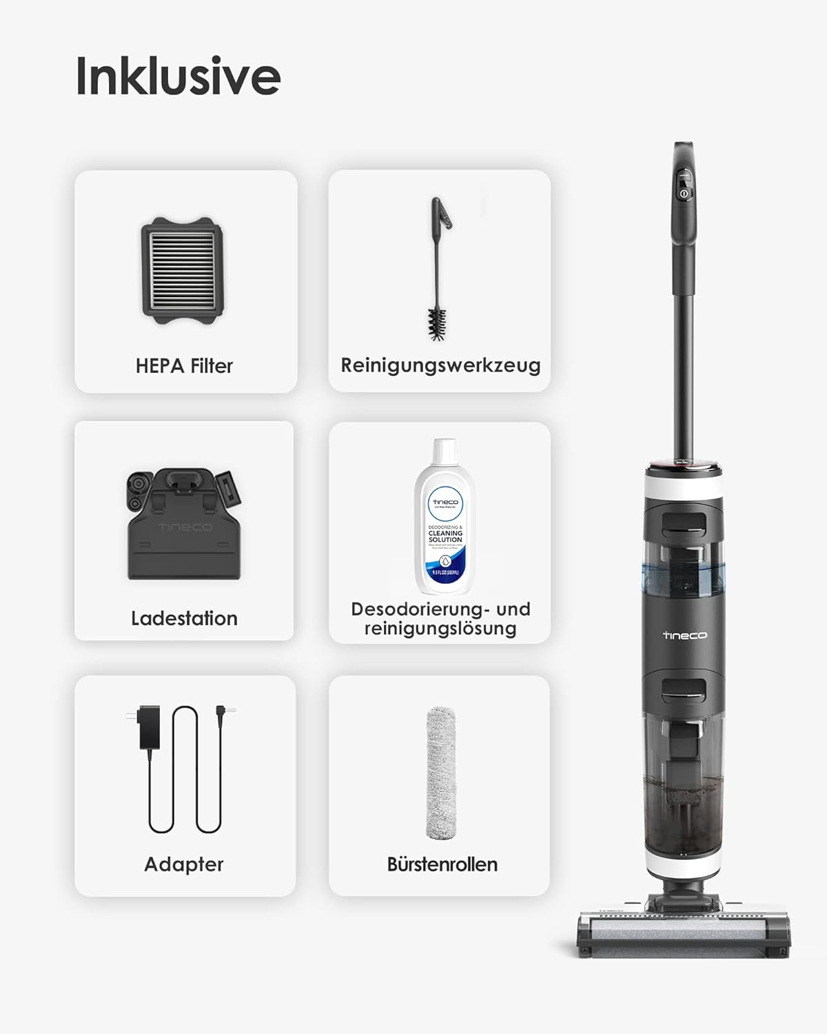 Tineco Floor One S3 Slimme Snoerloze Alles-in-één Stofzuiger | Oplaadbare Nat-Droog Stofzuiger en Dweil met Dual-Tank Design, Zelfreinigend, LED Display, App Controle | Krachtig, Lichtgewicht, Stil