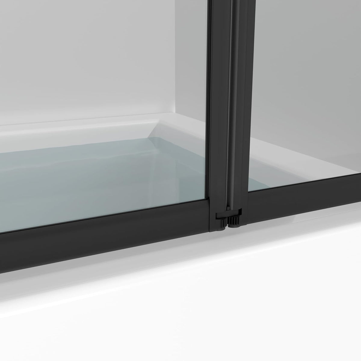 MARWELL Douchewand Triple Black 3-delig, 125 x 143 cm, opvouwbare douchewand voor badkuip, 4 mm veiligheidsglas, mat zwart