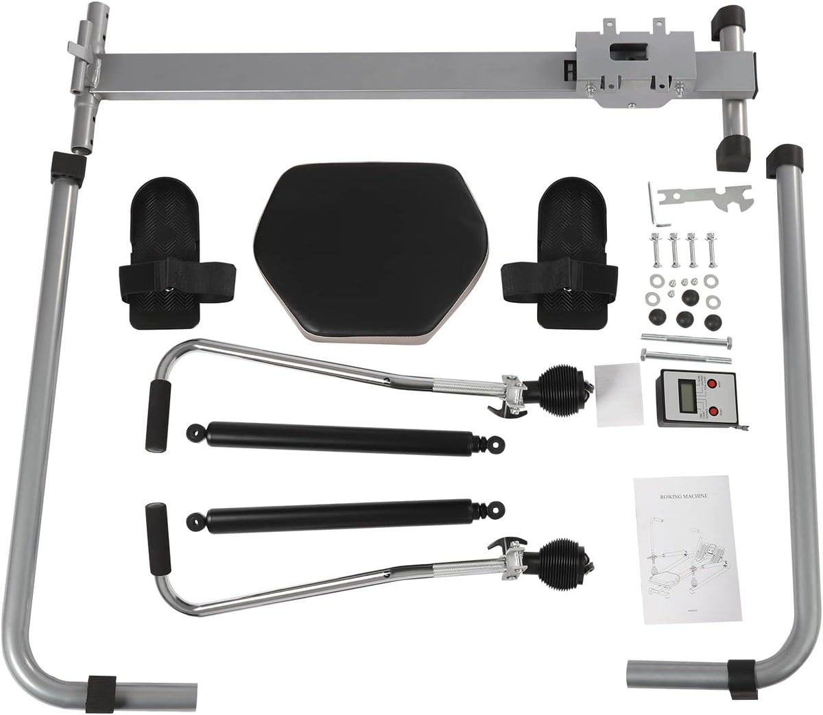 Silent home rowing machine, LCD data display, rowing machine for home, load capacity up to 120 kg for greater stability, easy assembly, the first choice for home fitness - QUORE