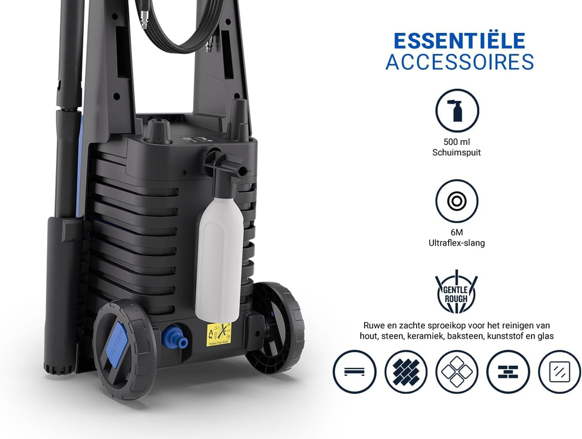 Hogedrukreiniger – High Pressure Cleaner – Spuitmachine – Waterreiniger – Terrasreiniger – 140 Bar Werkdruk – 2000 Watt Vermogen