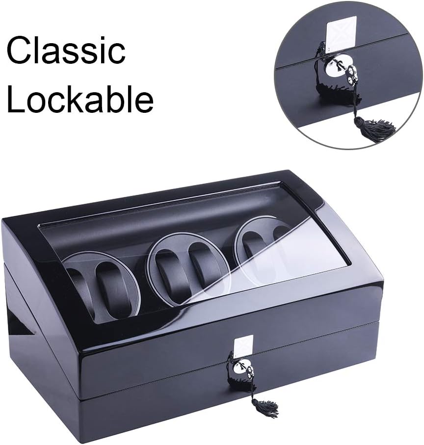 Automatische Horloge-Opwinder – Horlogewinder – Horlogebox – Watch Winder – Horloge-Opwindkast – Geschikt Voor 6 Horloges + 7 Extra Opbergplekken – Superstil <5 dB Met 4 Rotatieprogramma's