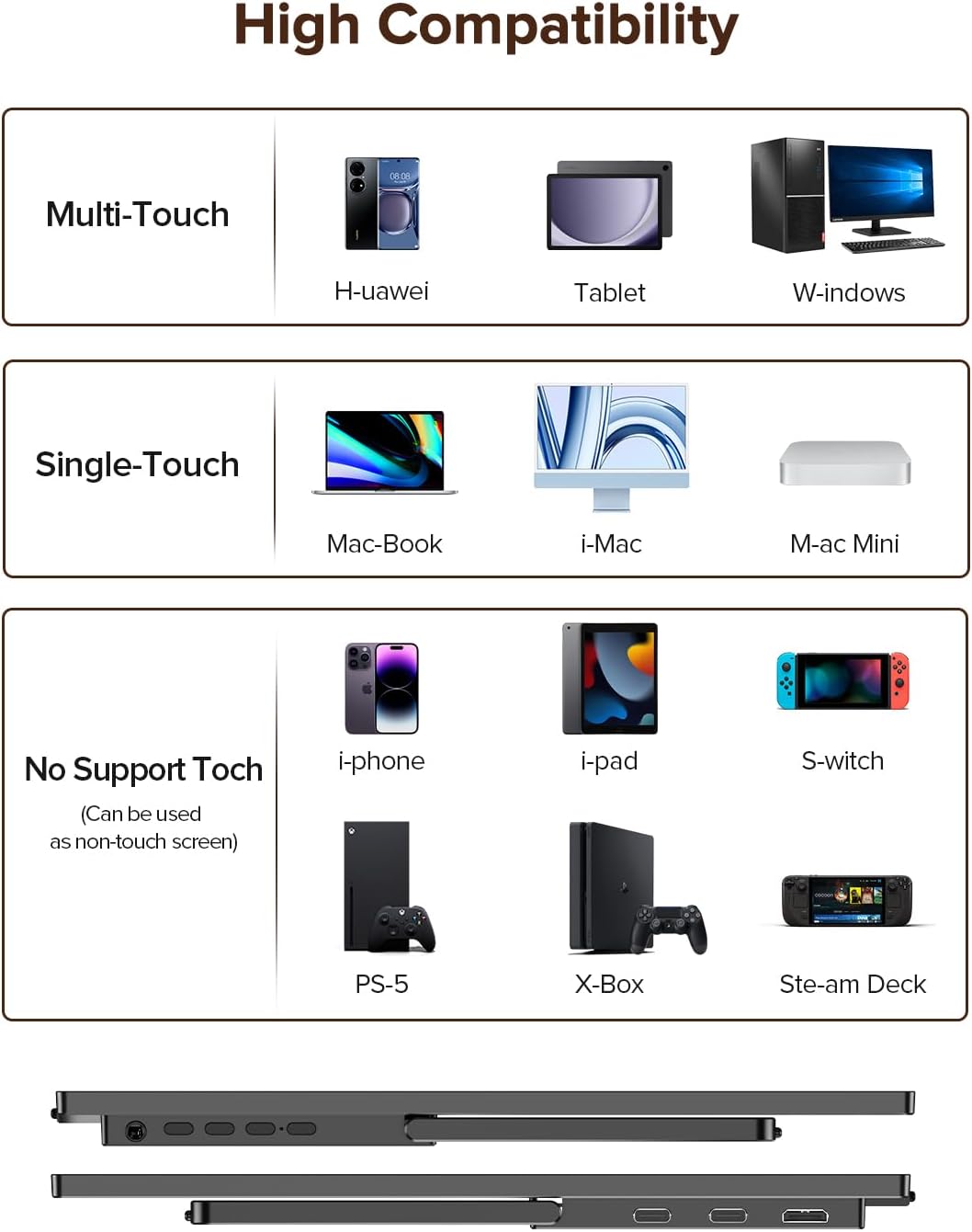 Newsoul Portable Monitor Touch Screen 15.6 Inch Portable Screen Mat - QUORE