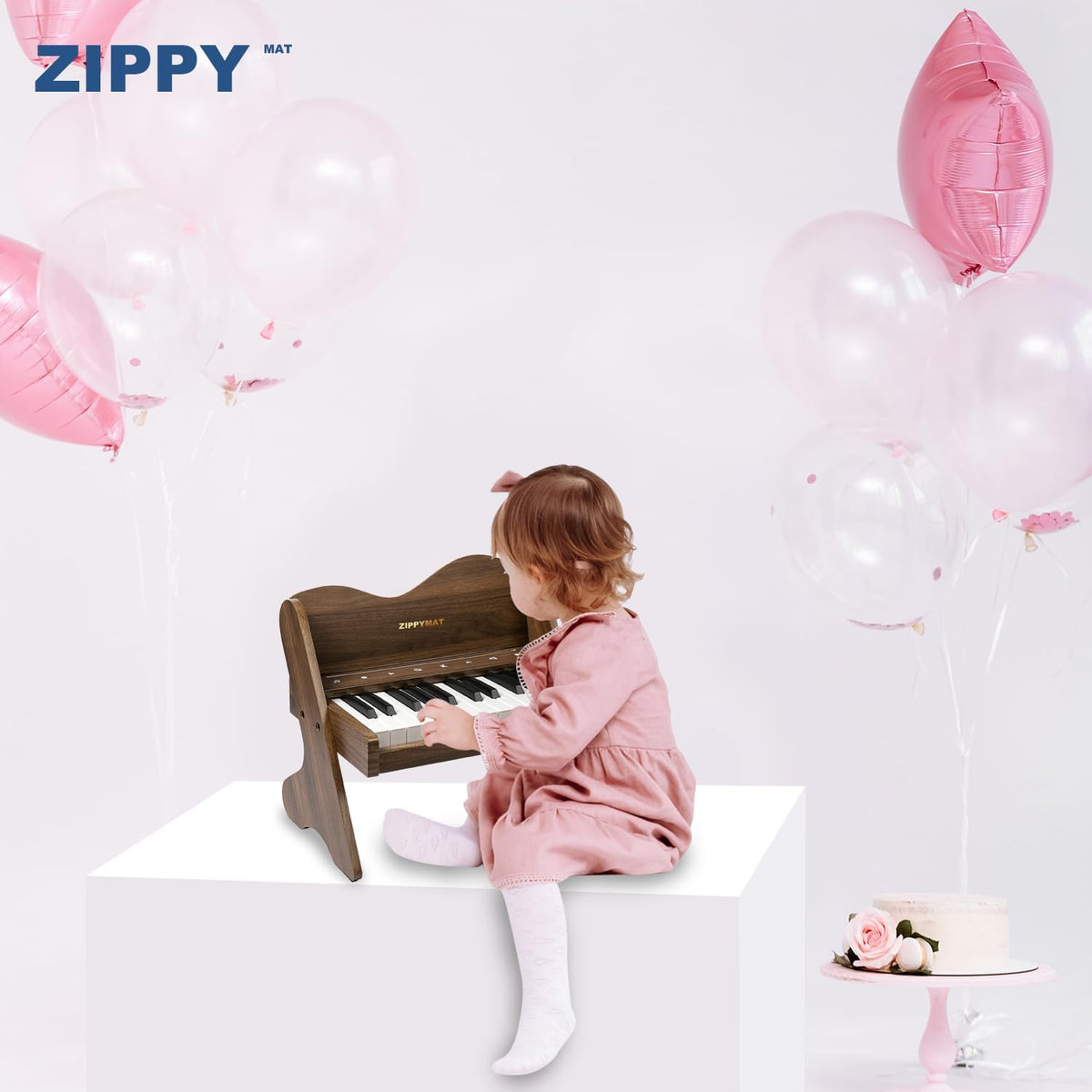Kinderpiano met 25 toetsen – Mini Piano – Speelgoed Piano – Pianotoetsenbord – Muziek Speelgoed – Walnootkleur – Aanraakgevoelig Bedieningspaneel – Instelbaar Volume