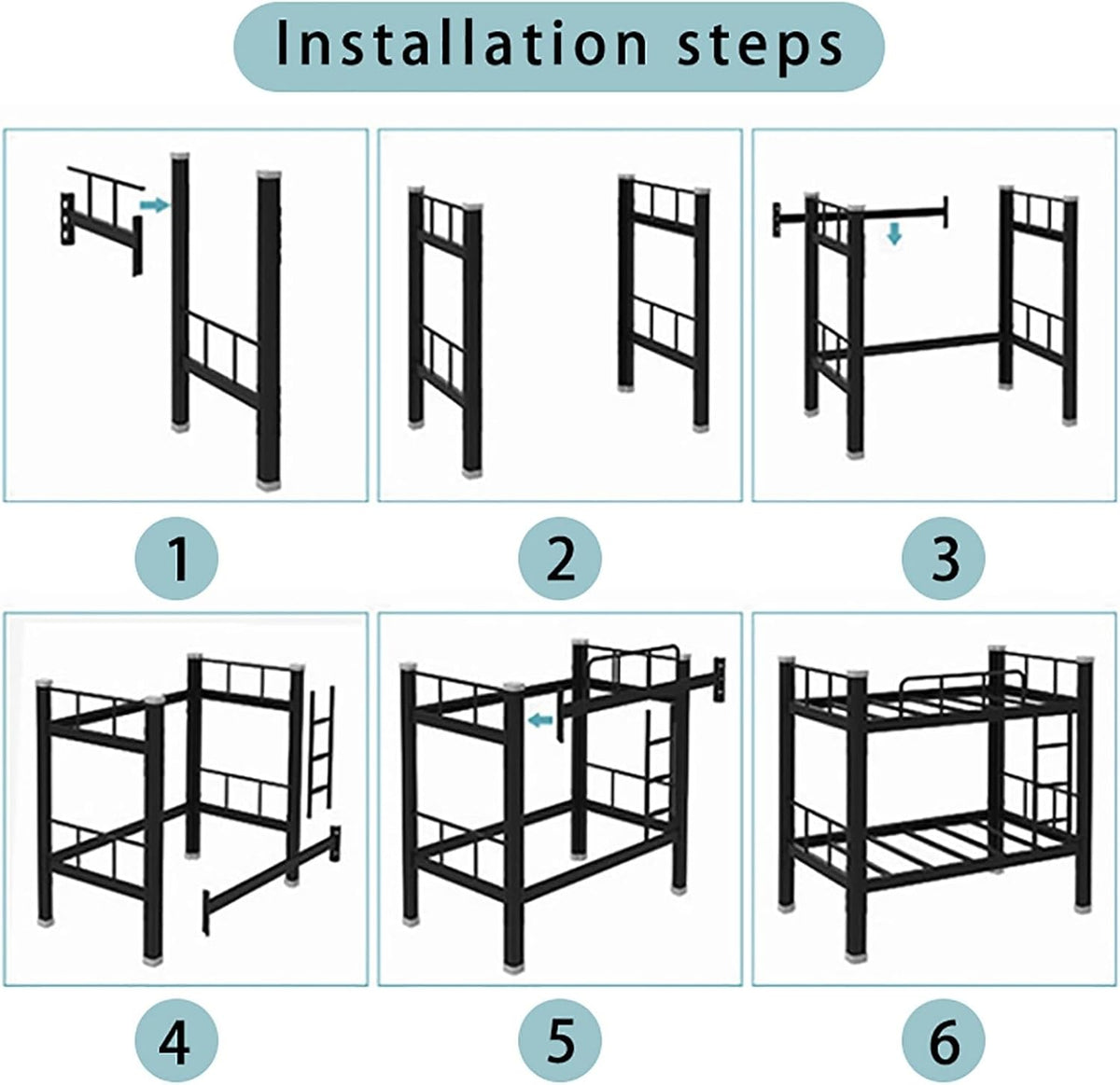 Hoogslaper 120x200 Metalen Bedframe Dubbelstapelbed Volwassen Etageslaper Stapelbed met Ladder en Bedframe Robuust Dubbelstapelbed van Staal voor Tieners en Volwassenen (Wit, 120x200cm)
