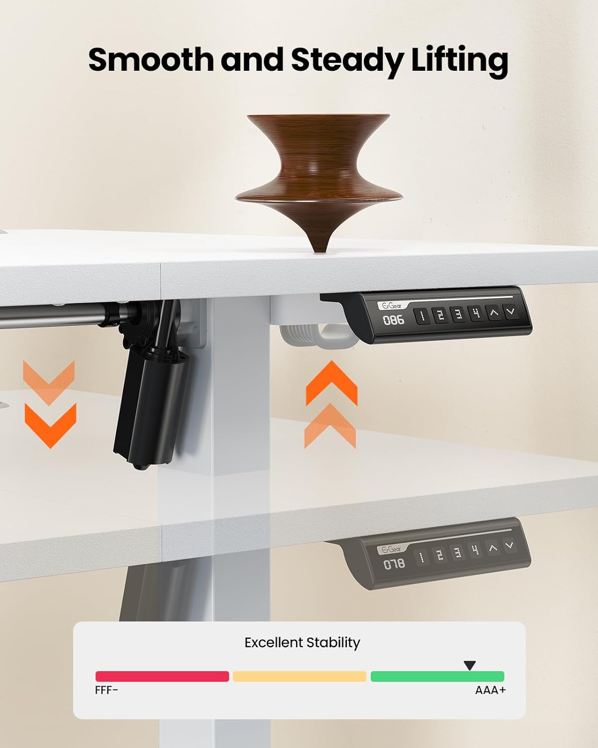 ErGear Elektrisch Zit-Sta Bureau Hoogte Verstelbaar 140 x 70 cm, Zit-Sta Bureau met 4 Geheugen Smart Paneel, Kantoor Bureau thuis met Verdeelplaat