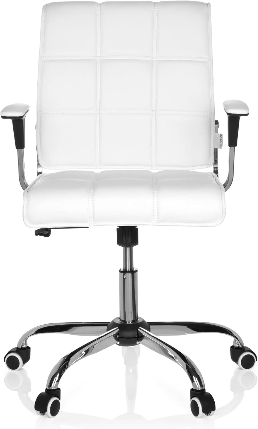 hjh OFFICE ERNESTO 719010 Bureaustoel, draaistoel, kunstleer wit, design klassieker, ideaal voor thuiskantoor of kantoor, ergonomische bureaustoel, draaistoel, XXL managersstoel