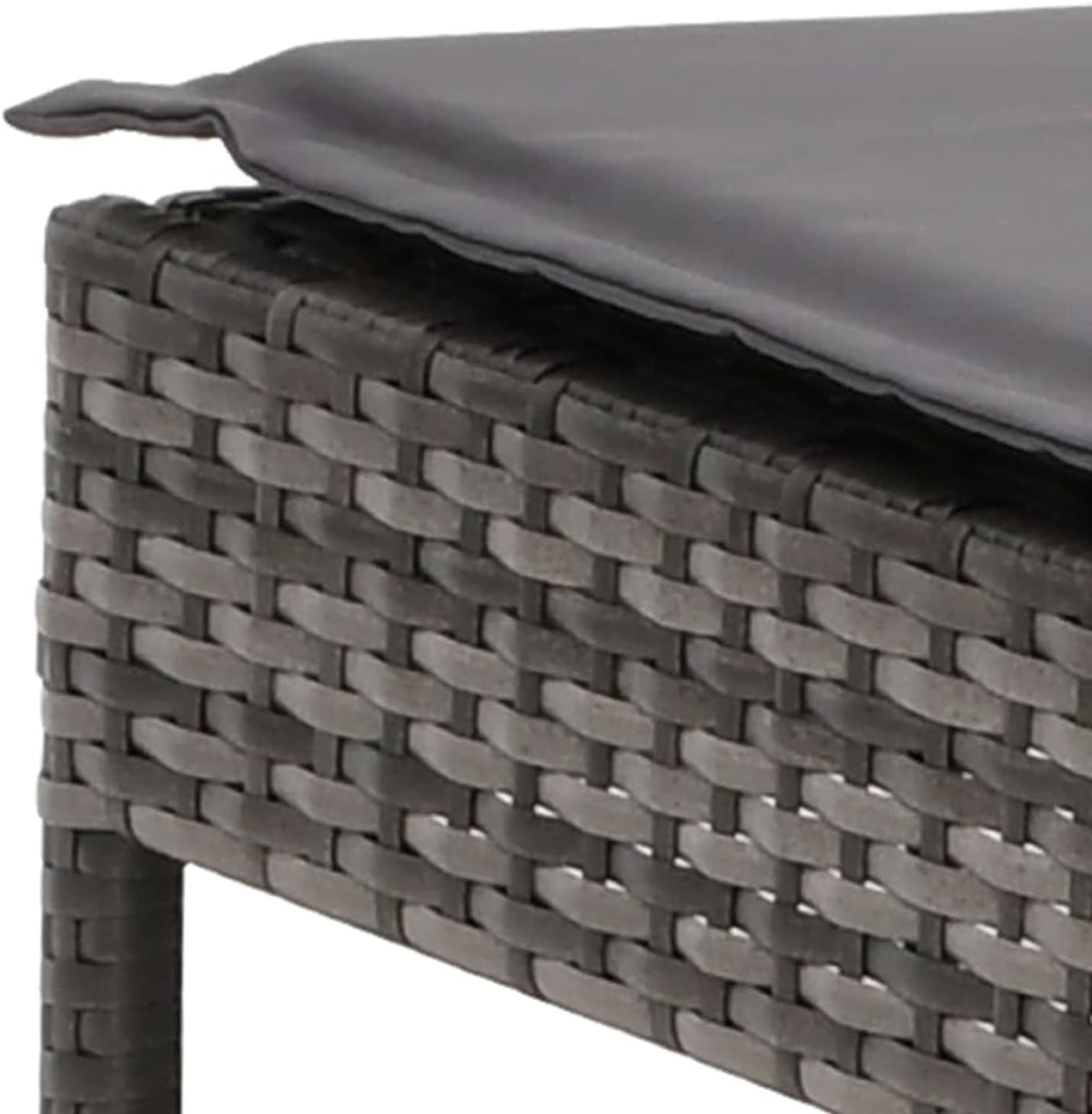 Sun Lounger with Poly Rattan Cushion with Grey Cushion, Outdoor Sun Lounger, Sun Lounger, Garden Bed, Outdoor, Beach Chair - QUORE