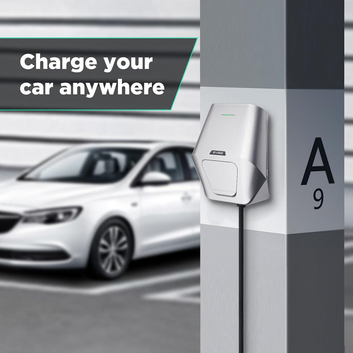 Teskee Wallbox 7,4kW Type 2 Geschikt voor alle elektrische voertuigen voor binnen en buiten Regelbare stroom 16A/24A/32A enkelfasig 1M kabel