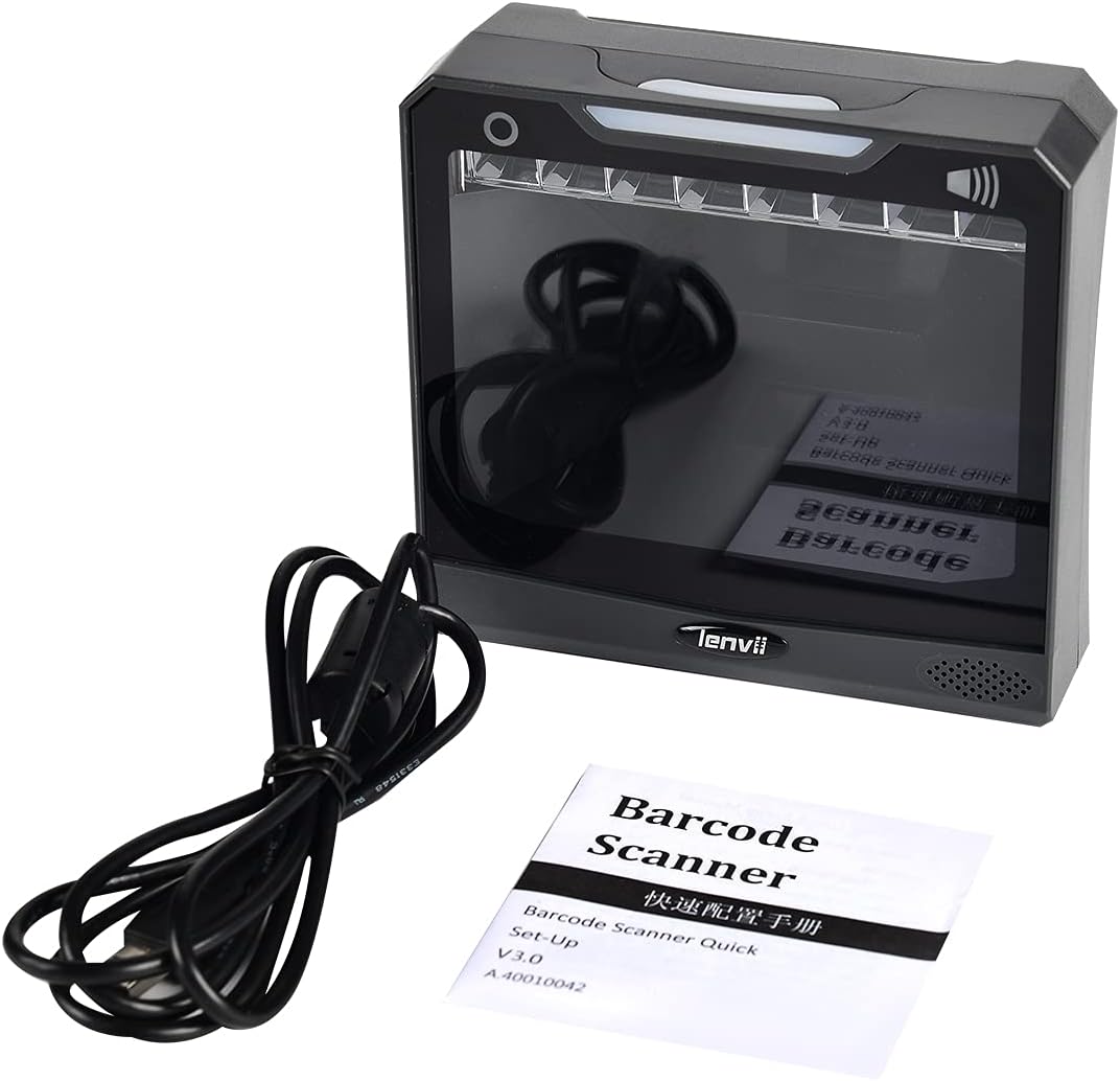 LENVII E688 barcodescanner 1D / 2D / QR, plug & play USB Automatische omnidirectionele barcodescanner, desktop barcodescanner voor Windows/Mac/Linux PC
