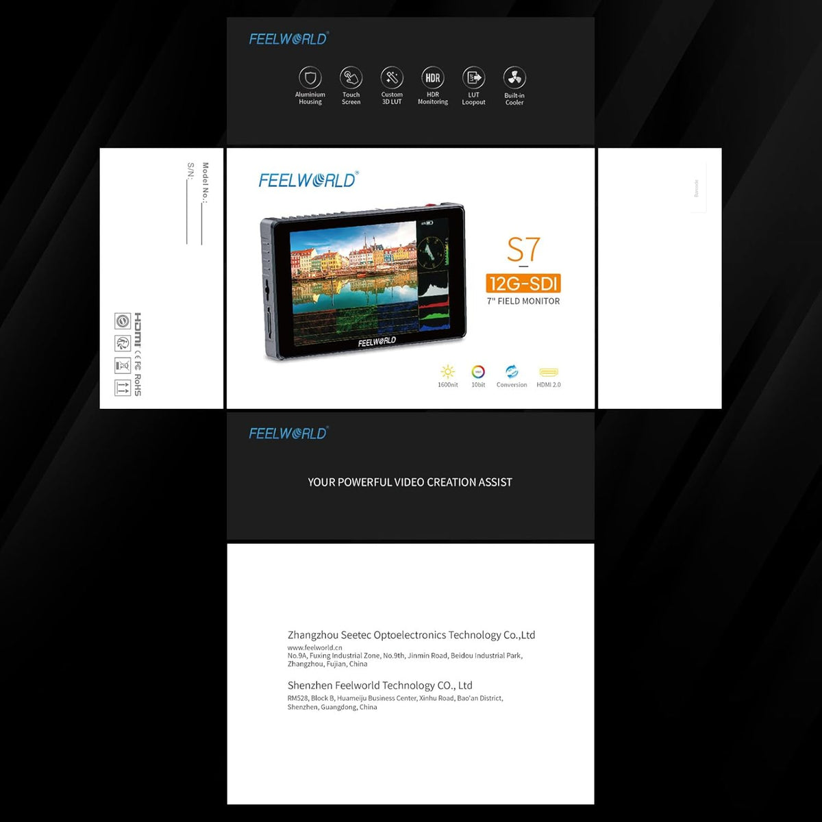 7 Inch Cameramonitor – Field Monitor – Monitorscherm – DSLR Monitor – Videomonitor – 1600 Nits Touchscreen – 12G-SDI HDMI 2.0 Cross Conversion
