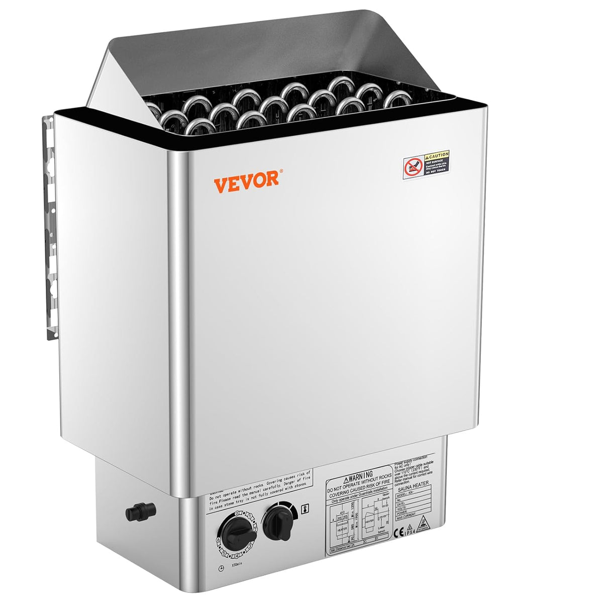 VEVOR Elektrische saunakachel, 8 kW, 400 V, 3 N, draagbare saunaverwarming voor binnen en buiten, met timer van 3 uur, geïntegreerde bediening voor 8-12 m³, commerciële hotel-spa-douche, roestvrij