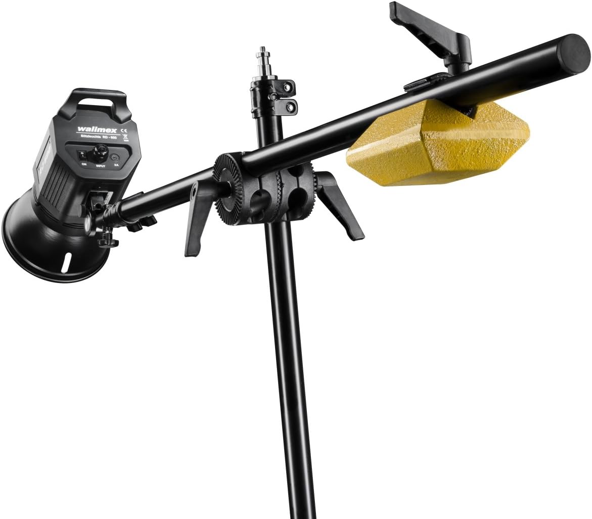 Walimex pro WT-501 Galgenstatief, verstelbaar lichtstatief met 215 cm bevestigingsarm, 4,4 kg contragewicht, 1/4 inch schroefdraad voor softbox, studiolicht, reflector, flits, ideaal voor
