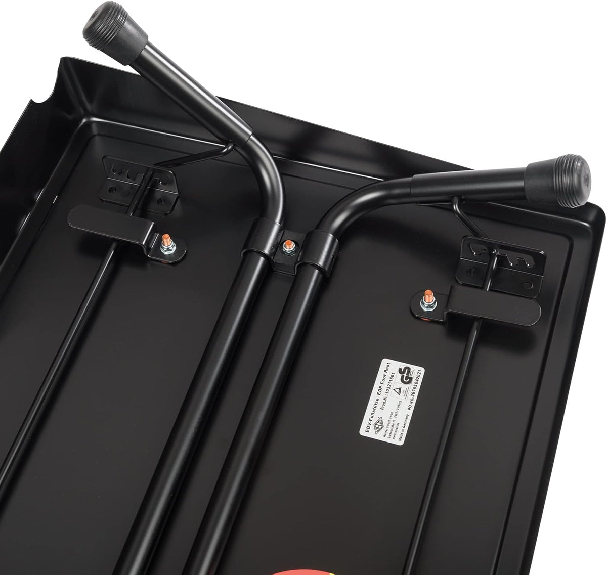 Wedo 103211501 voetensteun EDV, plaatstaal, antislip rubberen bekleding, 4 treden helling, afgeronde randen, rubberen voetjes, TÜV/GS getest, zwart