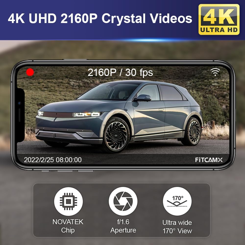 Dashcam 4K – Dashboardcamera – Autocamera – Rijcamera – Camera Voor Auto – OEM-Stijl Voor Automatisch Dimmende Spiegel – 4K UHD 2160P Met WiFi En Nachtzicht