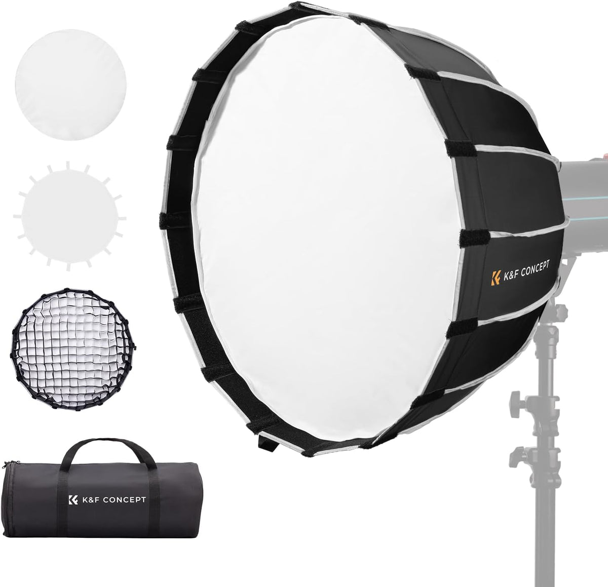 Softbox 120 cm – Parabolische Softbox – Octabox – Fotolichtbox – Studio Softbox – Bowens Mount – Quick Release-Ontwerp Met Honingraatrooster En Zachte Diffuser