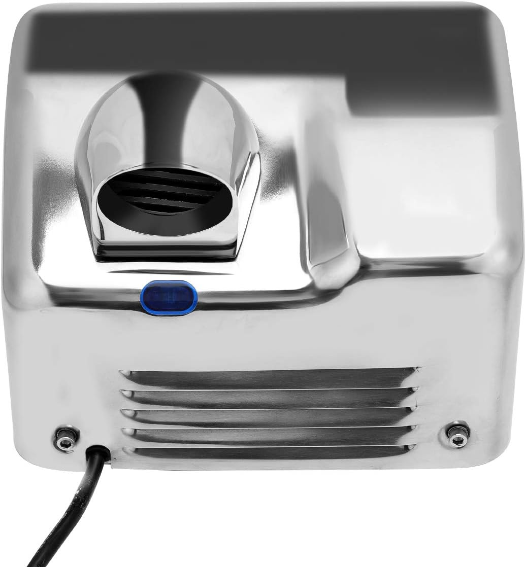 Handdroger, elektrisch, automatisch, hoge snelheid, handdroger, roestvrij staal, 2300 W, wandmontage, 8-10 seconden droog voor commercieel toilet